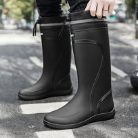Men's Outdoor Rain Boots Work High Quality Shoes Rain Boots Home Use Long Water Shoes with Rope Mouth High Quality Shoes Daily Work Water Shoes Unisex Water Shoes Men's Soft Sole Outdoor Fishing Casual High Top Rain Boots Farm Work Water Shoes
