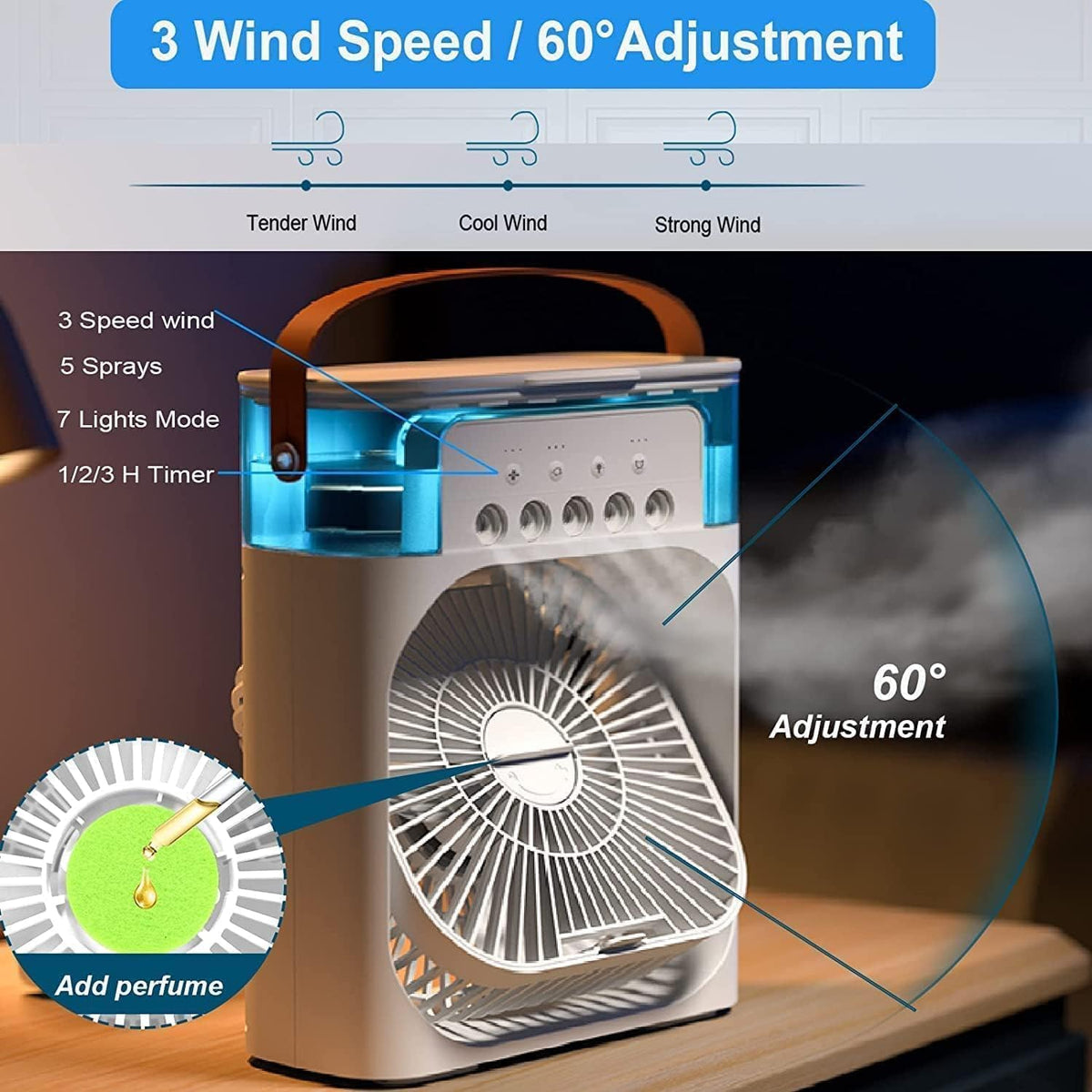 MISTRAVA - Portable Air Cooler Fan for Refreshing Personal Comfort
