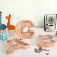 LETTRIVA - Wooden Letter Coin Bank for Visible Saving Progress