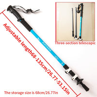 External Lock Trekking Pole Anti-Slip Lightweight Walking Stick Aluminum Alloy Telescopic Walking Stick Three Sections Adjustable Height Mountain Climbing Hiking Portable Unisex