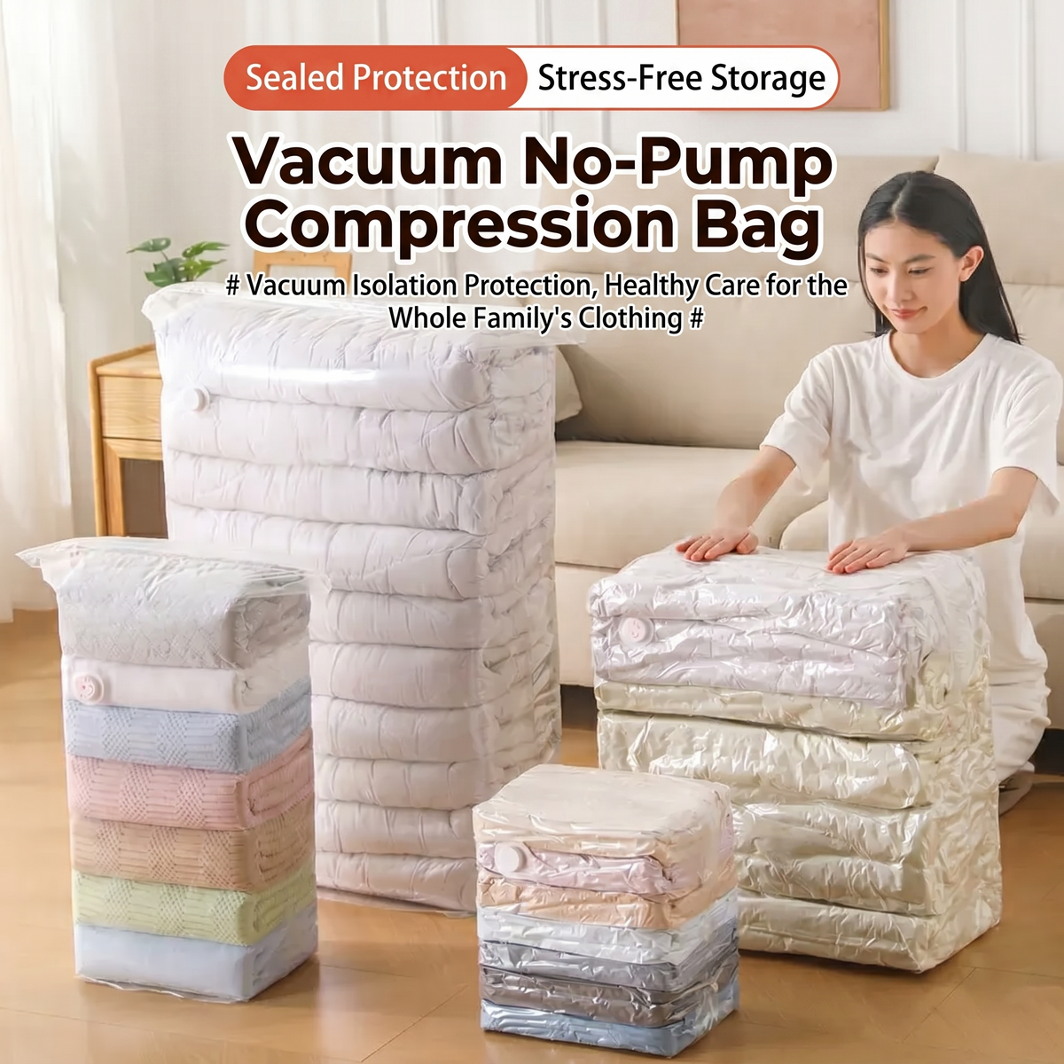 AERVIXA - Pump-Free Compression Bags for Space-Saving Storage