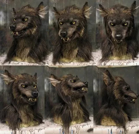 LUPHORA - LED Werewolf Mask with Glowing Eyes and Movable Ears