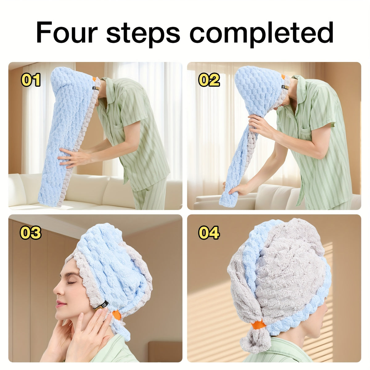 TRESSIVA - Oversized Microfiber Hair Towel for Faster Drying