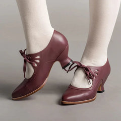 ELDOVRA - Edwardian Leather Heels for Comfortable All-Day Walking