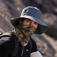 Hiking Outdoor Hat, New Unisex Mountaineering Sun Protection Bucket Hat, Outdoor Quick-Dry Drawstring Cap, Travel Outdoor Bucket Hat, Fishing Hat, Windproof with Random Style Button and Drawstring