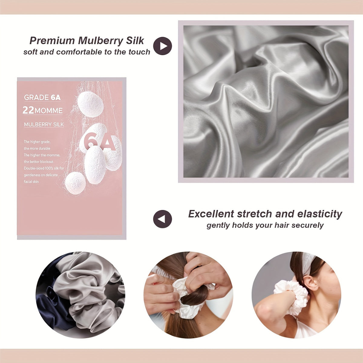 TRESYVA - Silk Scrunchie Set for Gentle, Friction-Reducing Styling