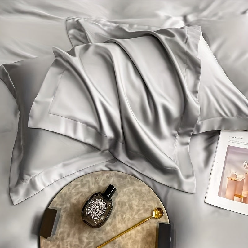 GLOSSIVA - Silk-Blend Pillowcase Pair for Artful Seating Accents