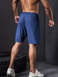 Men'S High-Elasticity Summer Shorts with Drawstring Waist And Zipper Pockets - Navy Blue, Casual Outdoor And Fitness Gear, Breathable Nylon-Spandex Blend, Ideal for Gym, Hiking And Daily Wear, Outdoor Shorts|Drawstring Shorts|Durable Shorts