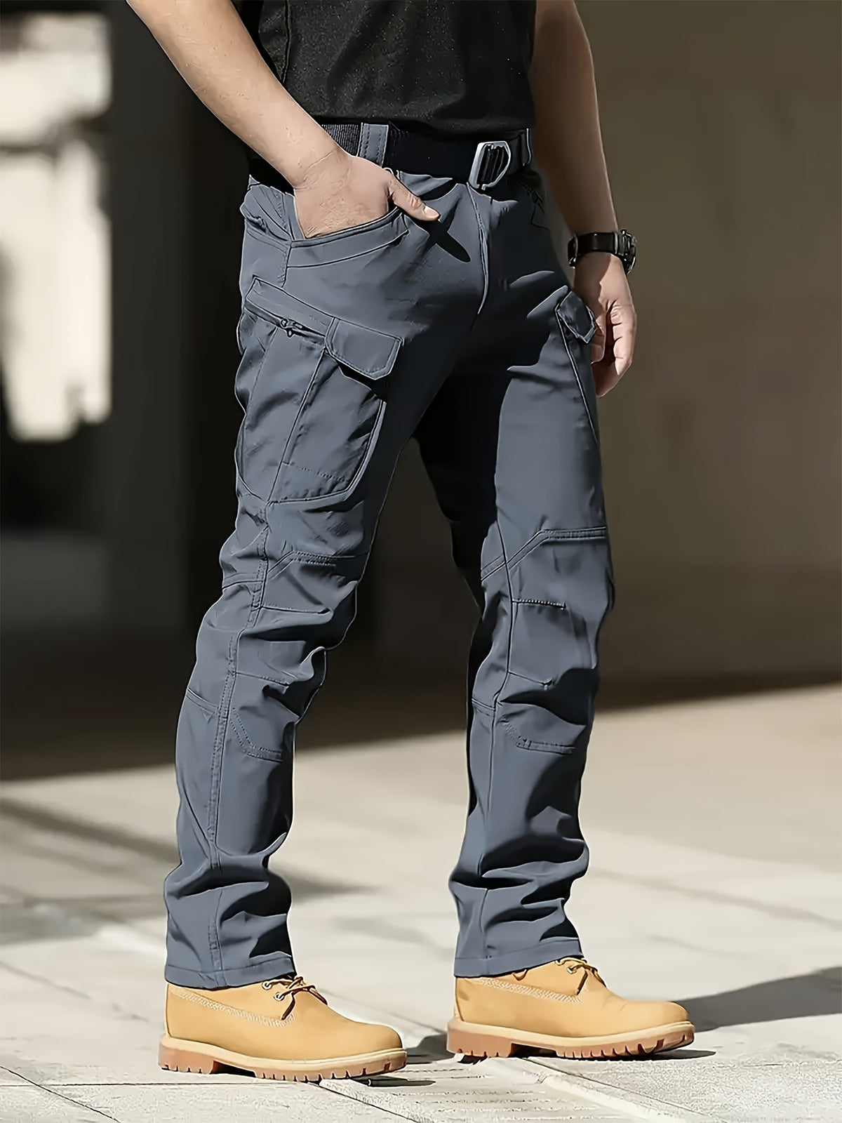 ROVEXIL - Men's Stretch Cargo Pants for Flexible Pocket Storage