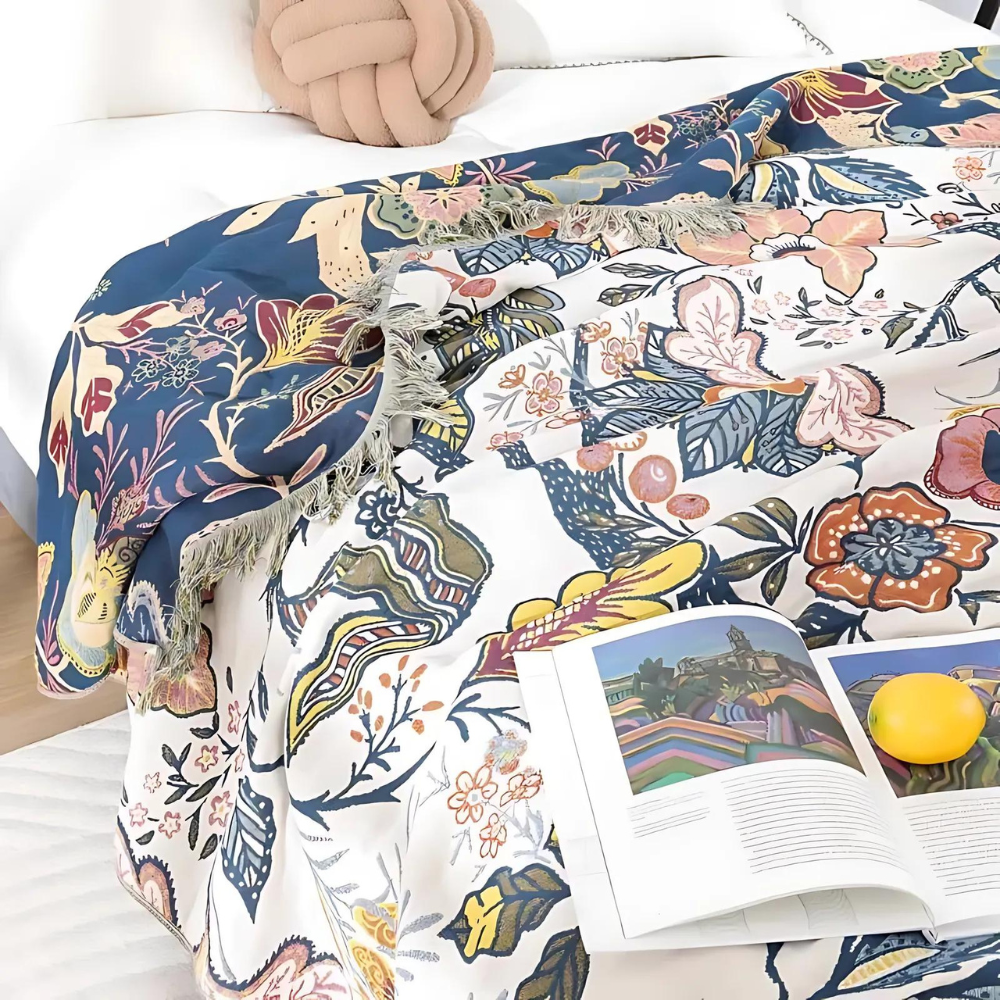 FLORAVYN - Reversible Floral Cotton Throw That Elevates Any Sofa