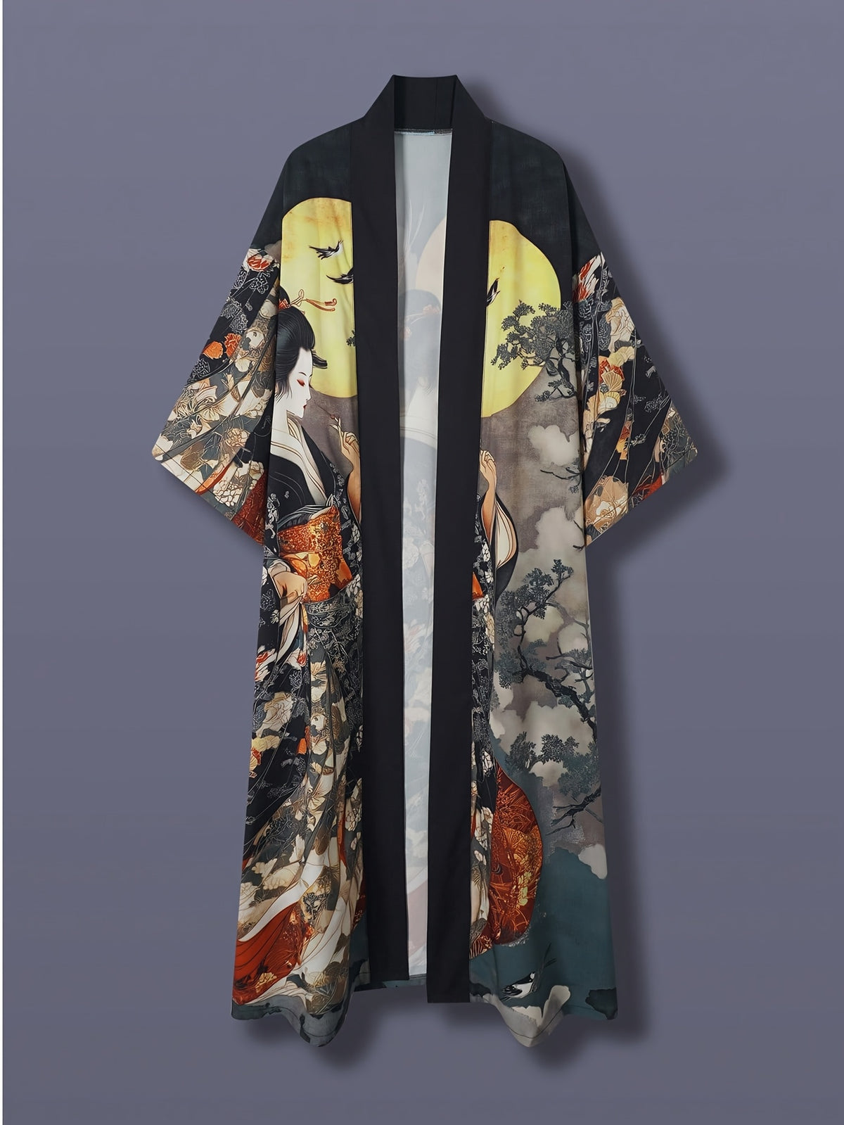 KAVYORI - Satin Kimono Cover-Up for Effortless Layered Style