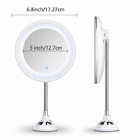 Espejo de baño con aumento y luz LED, brazo flexible