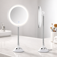 Espejo de baño con aumento y luz LED, brazo flexible