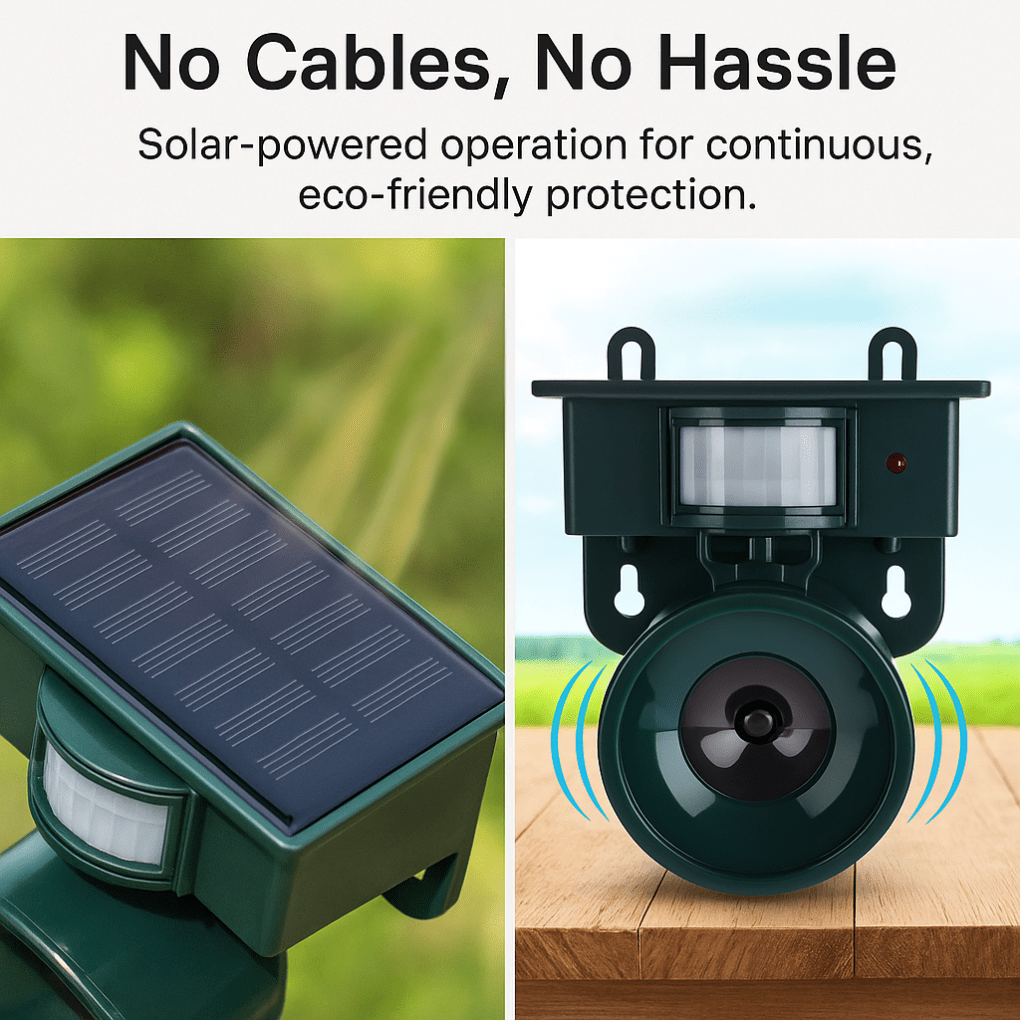 ORNIVEX - Solar Motion Bird Repeller That Protects Outdoor Furniture