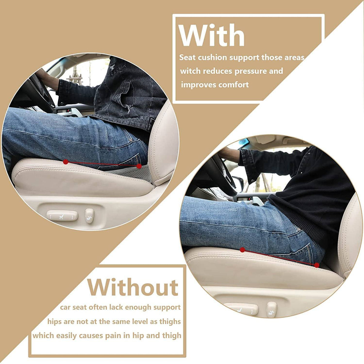 DRIVERLIFT - Memory Foam Car Seat Cushion for Improved Road Visibility