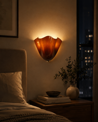 AMBRYNE - Sculptural Amber Glass Wall Lamp for a Warm Glow