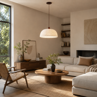 LIGNIVA - Statement Wood and Linen Pendant Lamp for Calming Light