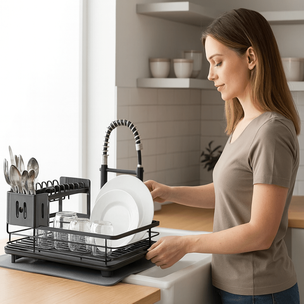 DRYVORA - Folding Stainless Steel Dish Rack for Clear Counters