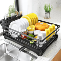 KITCHENDRY - Large dish drying rack with integrated drip tray designed for efficient drying, countertop protection, and organized kitchen storage