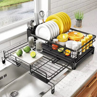 KITCHENDRY - Large dish drying rack with integrated drip tray designed for efficient drying, countertop protection, and organized kitchen storage