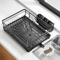 KITCHENDRY - Large dish drying rack with integrated drip tray designed for efficient drying, countertop protection, and organized kitchen storage