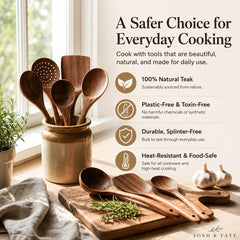 TAVEROA - Teak Utensil Set for Scratch-Free Everyday Cooking