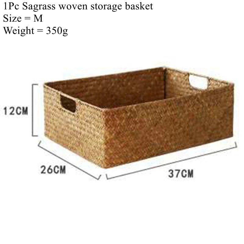 RYVESSA - Woven Seagrass Basket for Stylish Tabletop Storage