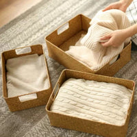 Zerolife-Woven Seagrass Basket for Home Decor, Natural Wicker Basket, Storage Basket, Fruit Bread Towel, Kitchen Table, Rattan