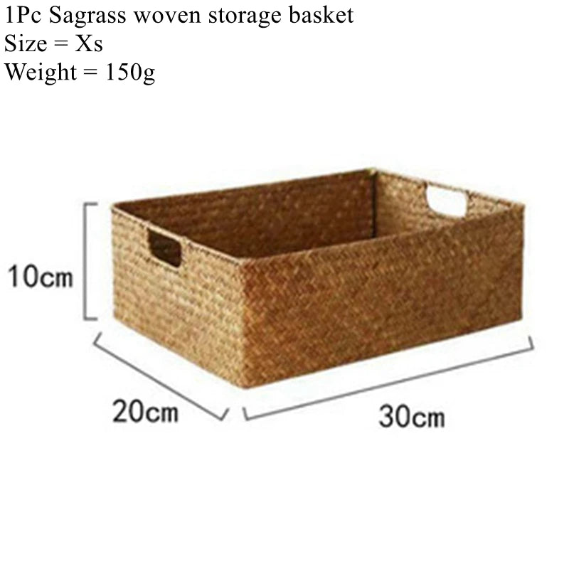 RYVESSA - Woven Seagrass Basket for Stylish Tabletop Storage