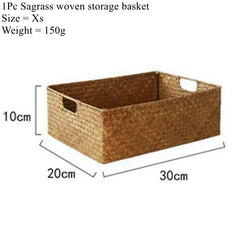 RYVESSA - Woven Seagrass Basket for Stylish Tabletop Storage