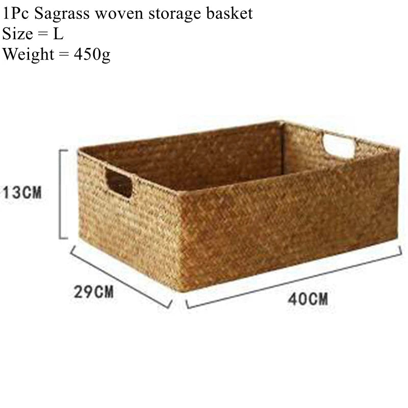 RYVESSA - Woven Seagrass Basket for Stylish Tabletop Storage