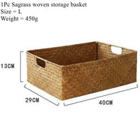 Zerolife-Woven Seagrass Basket for Home Decor, Natural Wicker Basket, Storage Basket, Fruit Bread Towel, Kitchen Table, Rattan