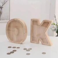 LETTRIVA - Wooden Letter Coin Bank for Visible Saving Progress