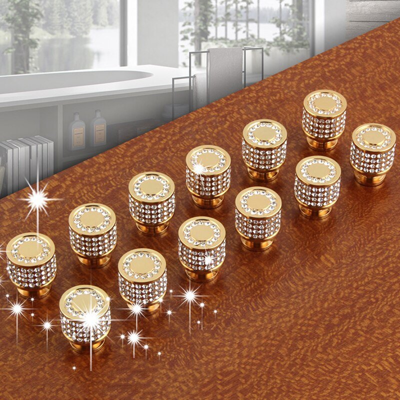 GLINTARA - Crystal Brass Furniture Knob for a Striking Accent