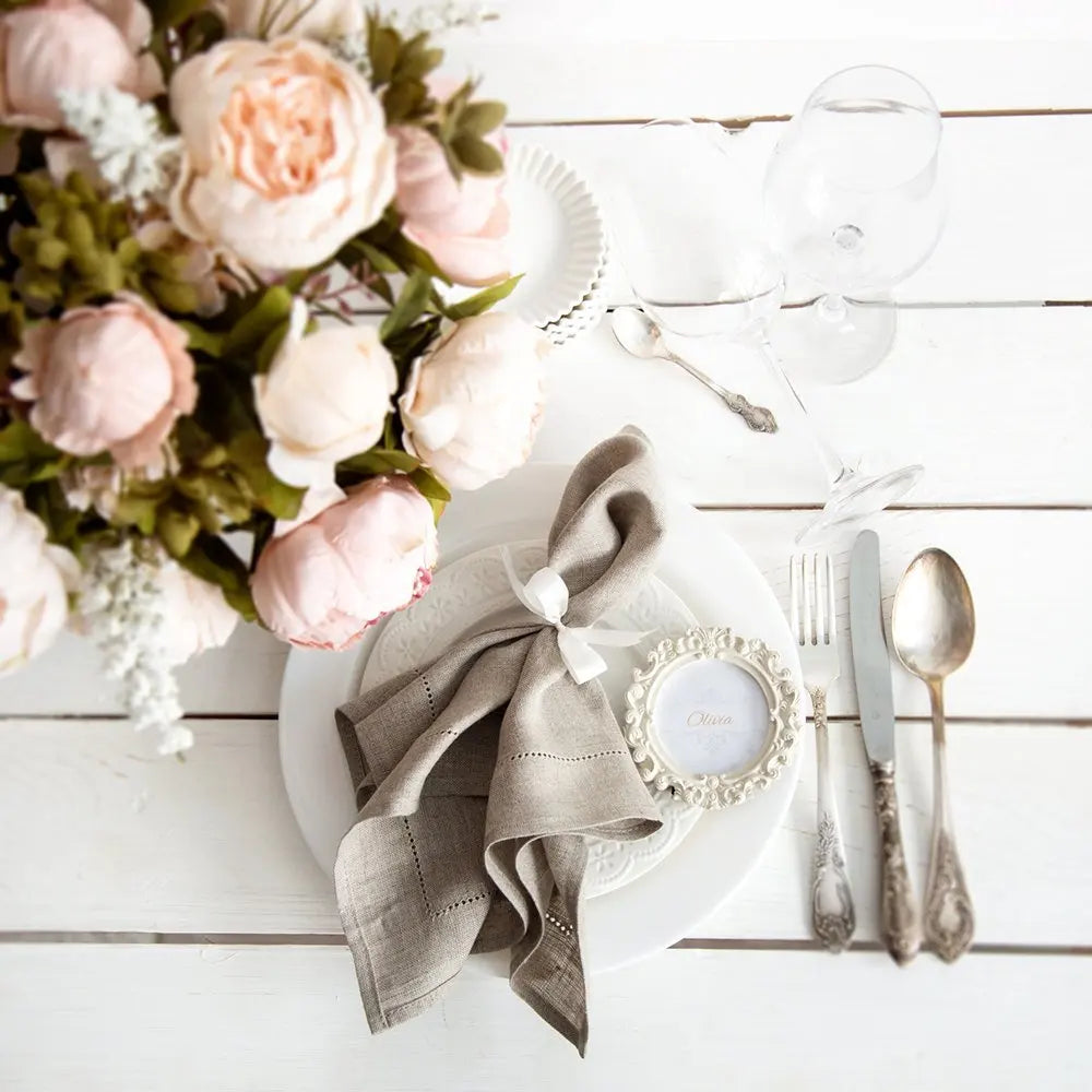 HEMLIVA - Set of Six Hemstitch Napkins for Refined Table Settings