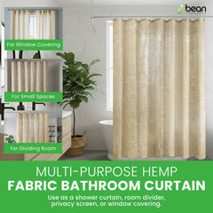 HEMVARA - Organic Hemp Shower Curtain for Liner-Free Bathing