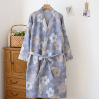 NATUREROBE - Reversible Cotton Gauze Kimono Robe for Breathable Comfort