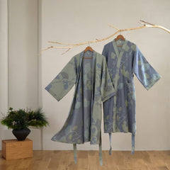 NATUREROBE - Reversible Cotton Gauze Kimono Robe for Breathable Comfort