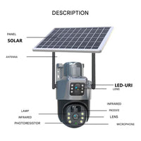 DUALGUARD CAM – Wireless 4K Security Camera with Solar Panel & 360° Panoramic View