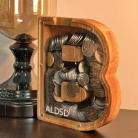 LETTRIVA - Wooden Letter Coin Bank for Visible Saving Progress
