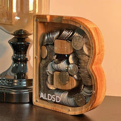 LETTRIVA - Wooden Letter Coin Bank for Visible Saving Progress