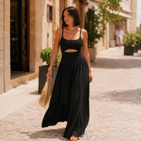 Florenza – Sleeveless Cutout Wide Leg Jumpsuit with Adjustable Back Tie