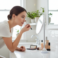 Espejo de baño con aumento y luz LED, brazo flexible