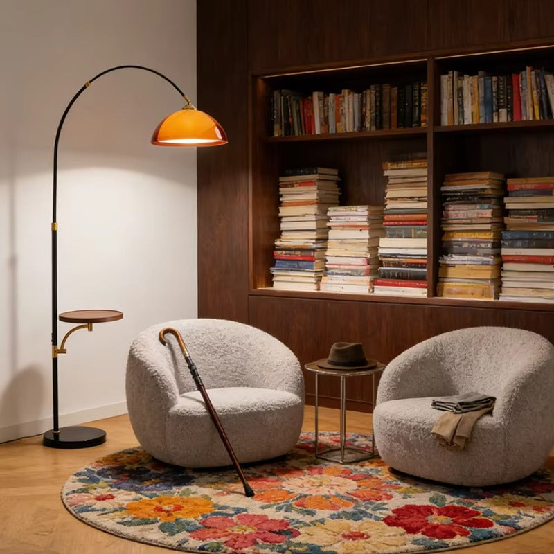 LUMEVRA – Modern Arc Floor Lamp with Side Table