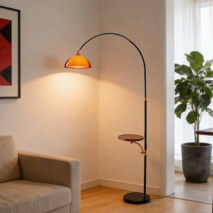LUMEVRA – Modern Arc Floor Lamp with Side Table