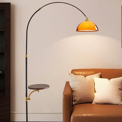 LUMEVRA – Modern Arc Floor Lamp with Side Table