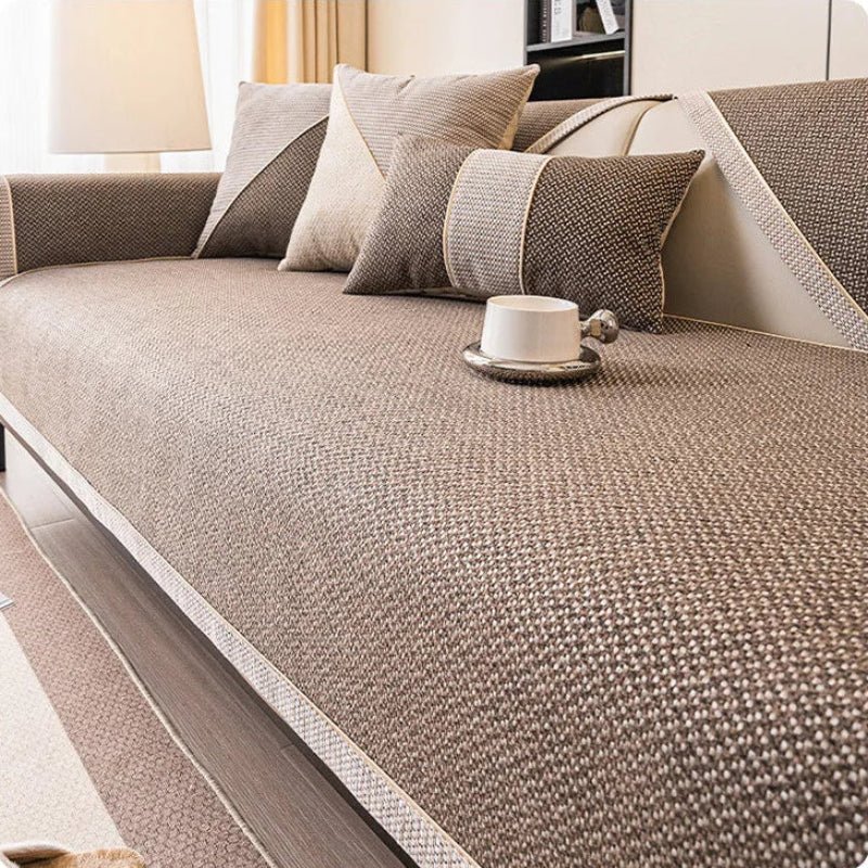 NATURWEFT - Non-slip cotton linen sofa throw blanket designed for all-season comfort, furniture protection, and stylish living room enhancement
