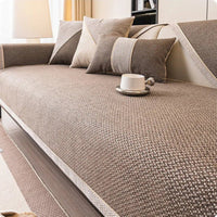 NATURWEFT - Non-slip cotton linen sofa throw blanket designed for all-season comfort, furniture protection, and stylish living room enhancement