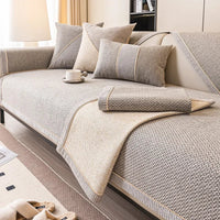 NATURWEFT - Non-slip cotton linen sofa throw blanket designed for all-season comfort, furniture protection, and stylish living room enhancement