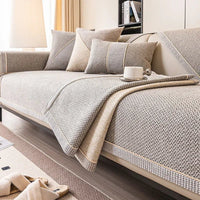 NATURWEFT - Non-slip cotton linen sofa throw blanket designed for all-season comfort, furniture protection, and stylish living room enhancement